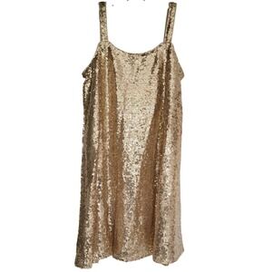 With Jules Girls XL Gold Sequin Sleeveless Shift Party‎ Dress MC004TD New Shiney